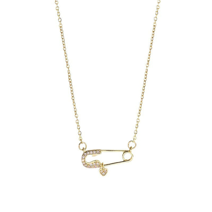 Wholesale Necklace Light Luxury Zircon Pin Titanium Steel Necklace