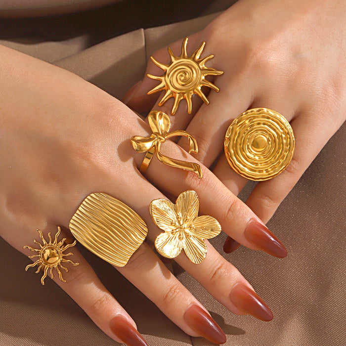 Wholesale Women's Stainless Steel Round Bow Rings Adjustable rings