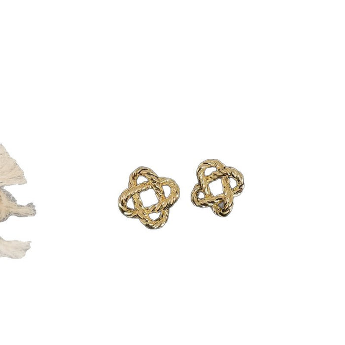 Wholesale Light luxury gold metal ear studs woven earrings with niche design earrings