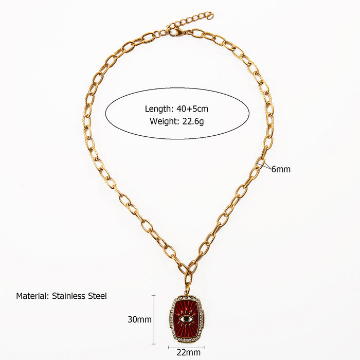 Wholesale Original Design Retro Style Stainless Steel Blocks Devil's Eye Drip Oil Necklace Fashion Pendant Baita Wholesale