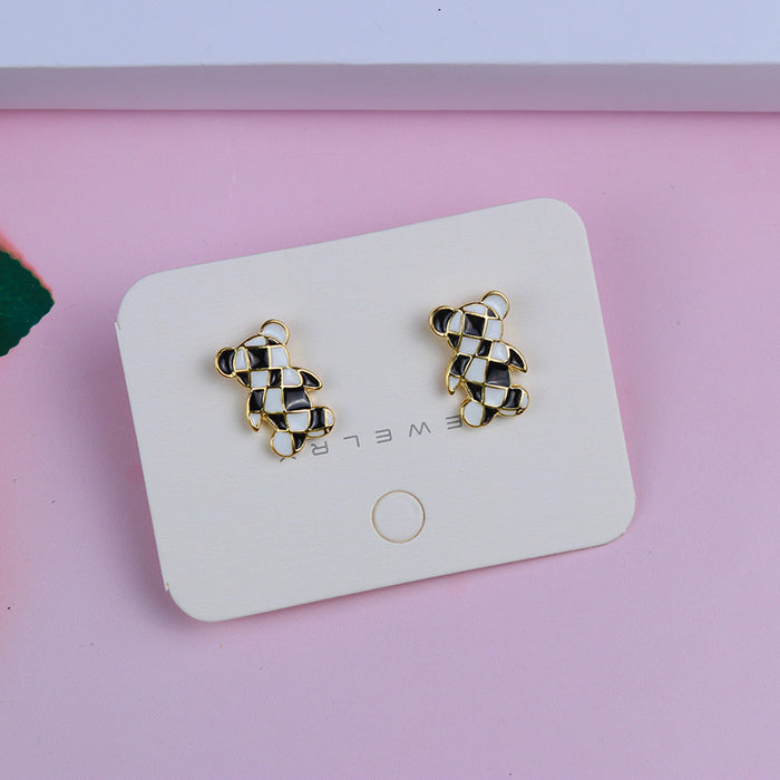 Wholesale  Valentine' s Day Love Checkerboard Bag Earrings Earrings Fashion Casual Personalized Ear Bean Ear Jewelry