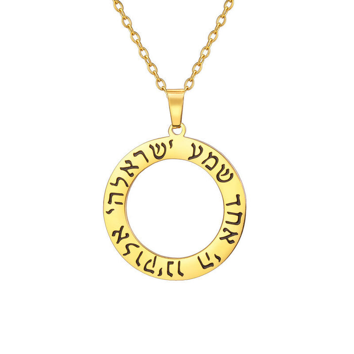 Wholesale Stainless steel leather rope necklace with a simple circular pendant