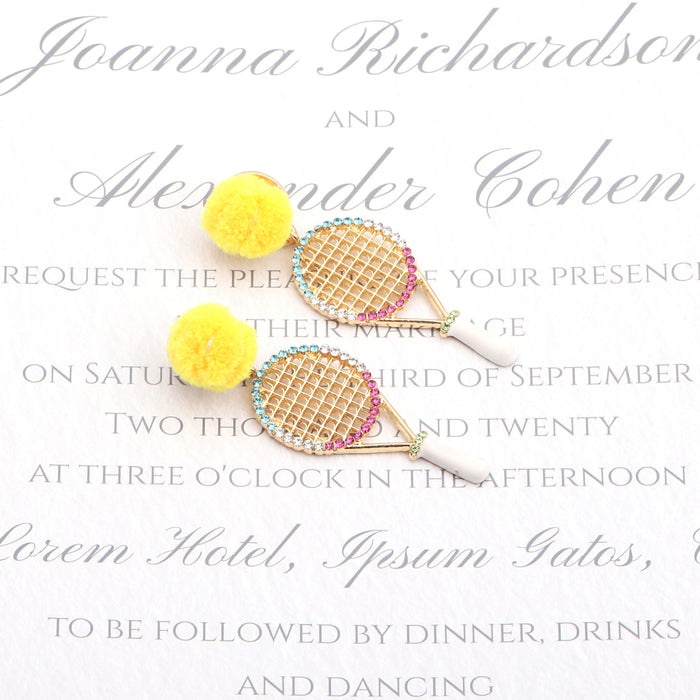 Wholesale personalized sports alloy tennis racket exaggerated earrings diamond earrings