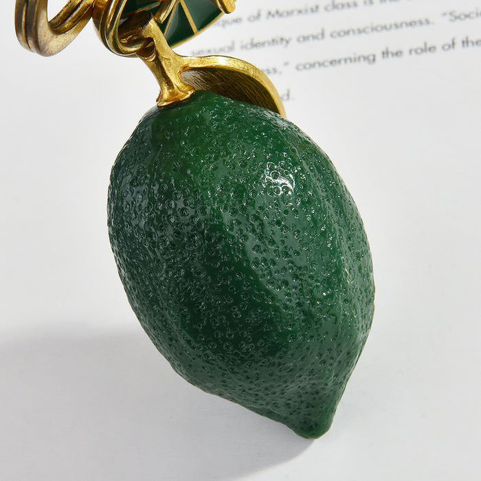 Wholesale Stylish Lemon Fruit Keychain Bag Charm Zinc Alloy Electroplated Decorative MOQ≥2