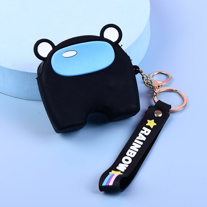 Wholesale Cute Silicone Cartoon Coin Purse Keychain Bag Trendy Unisex Wallet MOQ≥5