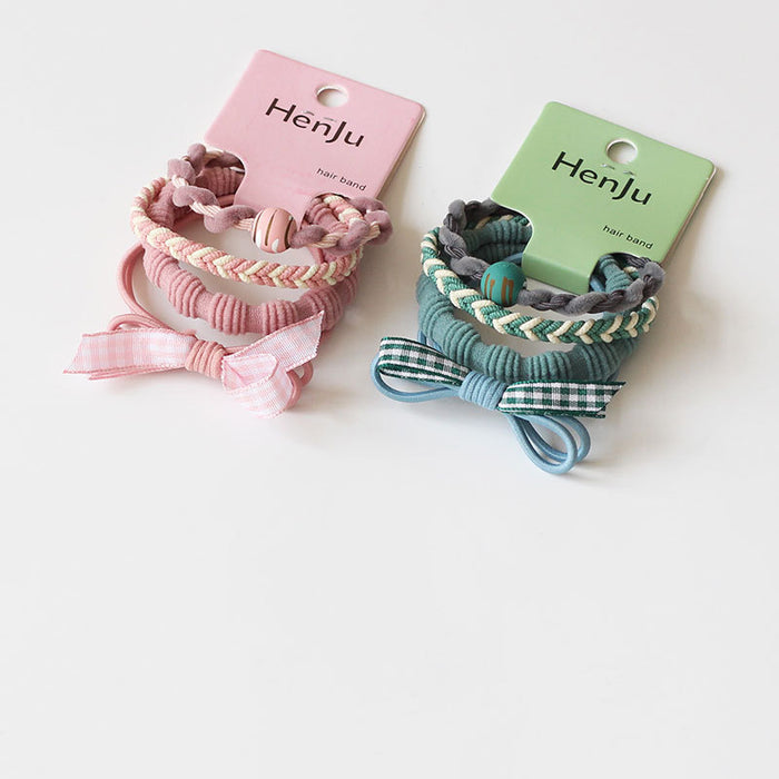 Wholesale New atmosphere without damaging hair headband set, milk coffee color high elasticity plaid headband new