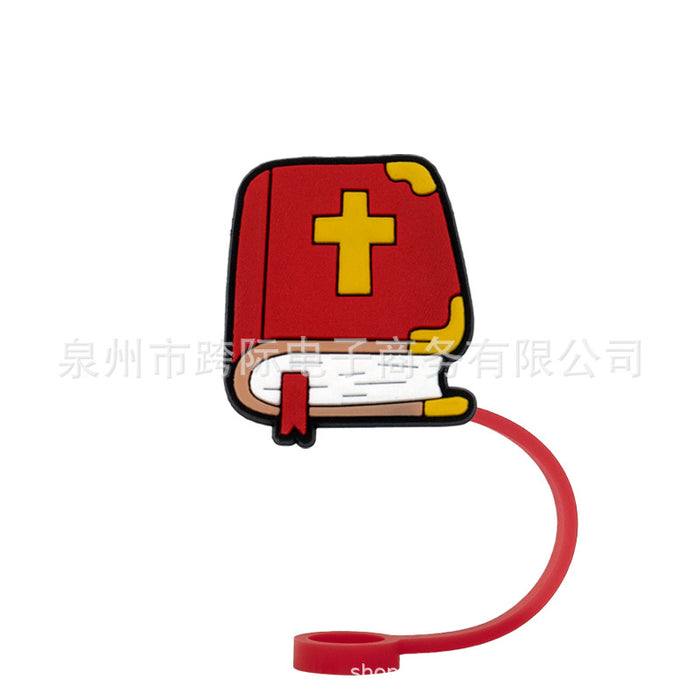 Wholesale Series Cartoon Straw Cover Straw Cap Silicone Dust Stopper Cute Anime Straw Decoration Cross border