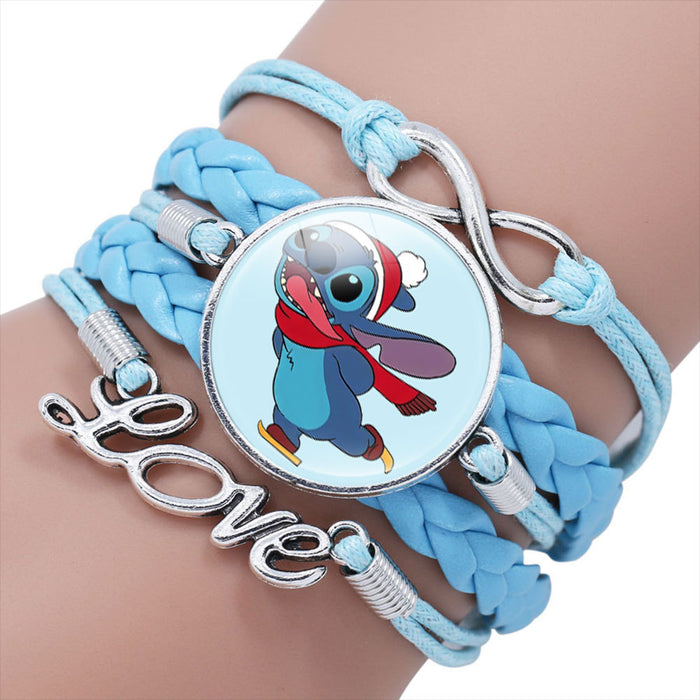 Wholesale Cartoon Braided Multi-layer Gemstone Cowhide Bracelet JDC-BT-NH021