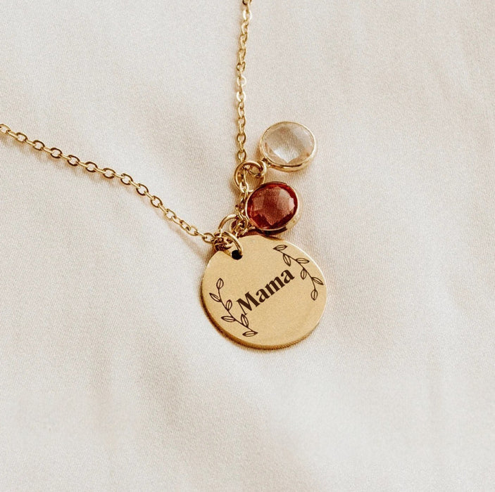 Wholesale Stainless steel electroplated round plate laser marking engraved necklace