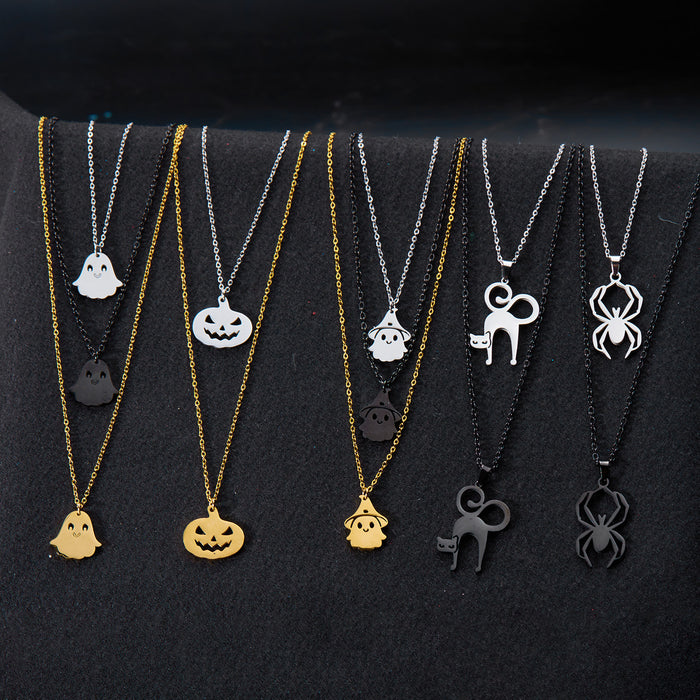Wholesale  Element Titanium Steel Necklace Pumpkin Head Ghost Jewelry Pendant Personalized All-match Witch Necklace