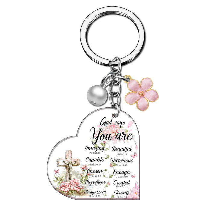 Wholesale Colored stainless steel keychain heart-shaped keychain