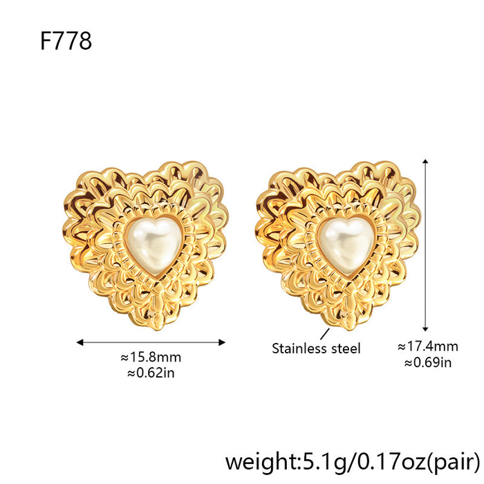 Wholesale Love shaped earrings made of stainless steel with retro and niche design, titanium plated steel earrings and earrings