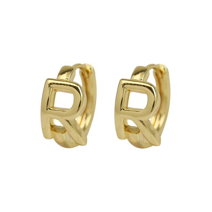 Wholesale  18k gold high-polished brass simple 26 English letters earrings