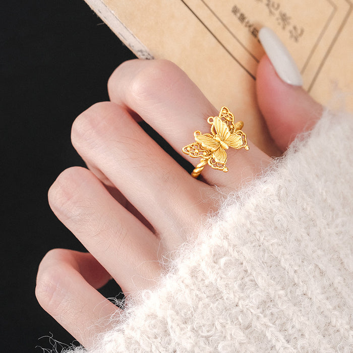 Wholesale Vintage butterfly ring, niche design, exquisite index finger ring, unique temperament, high-end feel, tail ring
