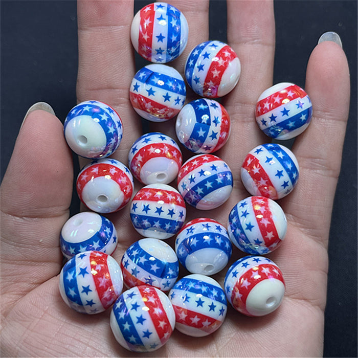 Wholesale 200pcs 16mm UV-plated Five-pointed Star Heart Leopard Print Resin Beads JDC-BDS-Xiaox006