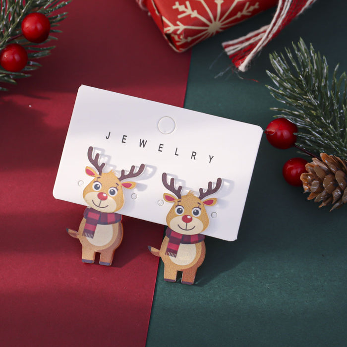 Wholesale Cute cartoon front and back Christmas earrings Cute snowman and elk earrings for women with an atmospheric gift