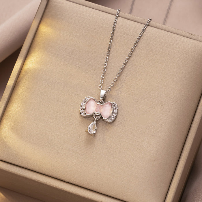 Wholesale Necklace, butterfly tassel, niche, simple, fashionable temperament, titanium steel lock chain