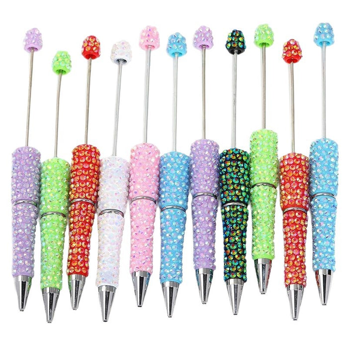 Wholesale Creative DIY full diamond beaded ballpoint pen multicolor plastic beaded pen hand-set diamond beaded pen