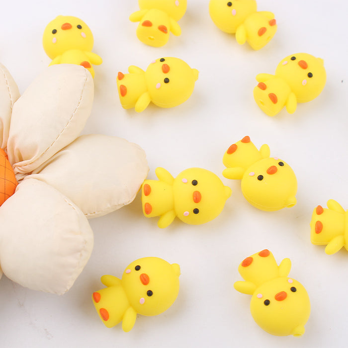 Wholesale Cartoon 3D Little Yellow Duck Silicone Focal Beads JDC-BDS-GuangTian014