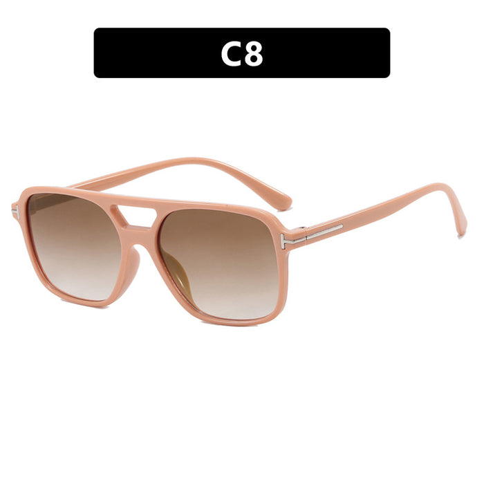 Wholesale T-shaped sunglasses, fashionable square double beam sunglasses, new sunglasses