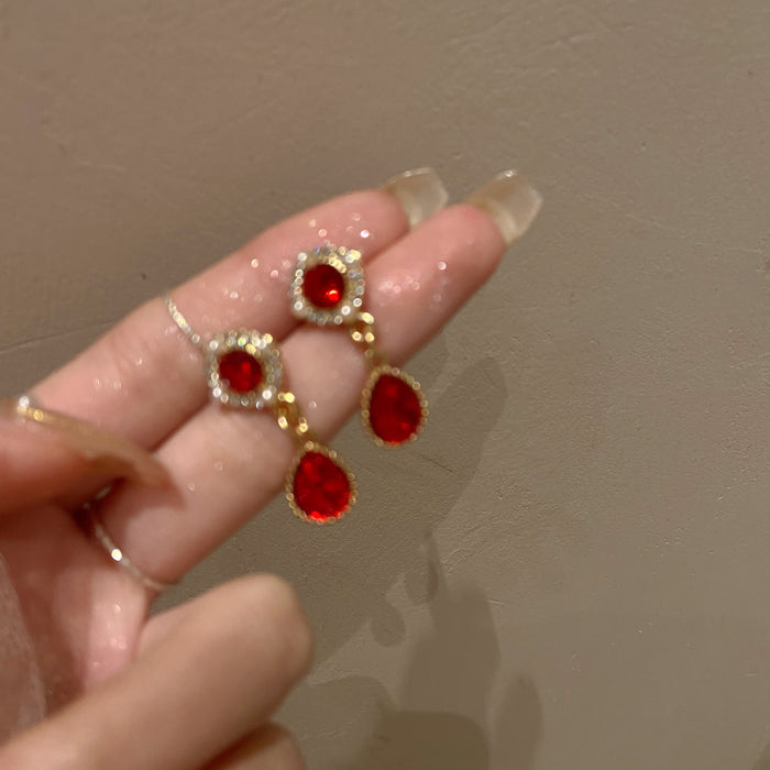 Wholesale Ruby Drop Earrings JDC-ES-WuN005