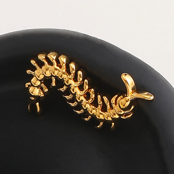 Wholesale Electroplated Gold Gothic Earrings Web Geometric Moon Shape