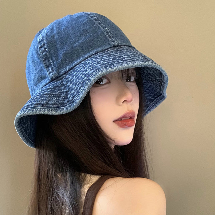 Wholesale Cowboy fisherman hat, women's big head circumference, sun shading basin hat, versatile bucket hat