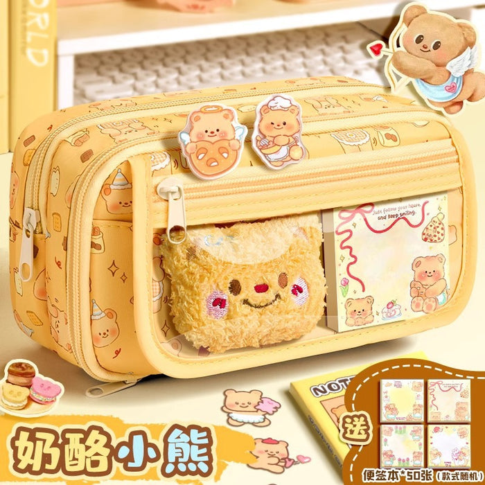 Wholesale Trendy Cute Pencil Case Large Capacity 9-Layer Flip with Butter Bear Design for Students stationery