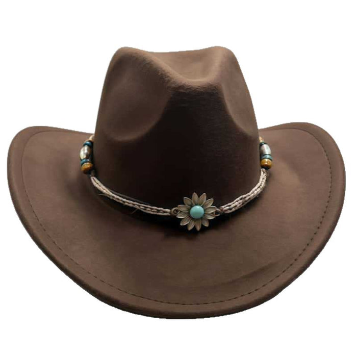 Wholesale Retro Cowboy Hat Wide Brim Wool Felt Sun Protection Fashion Accessory