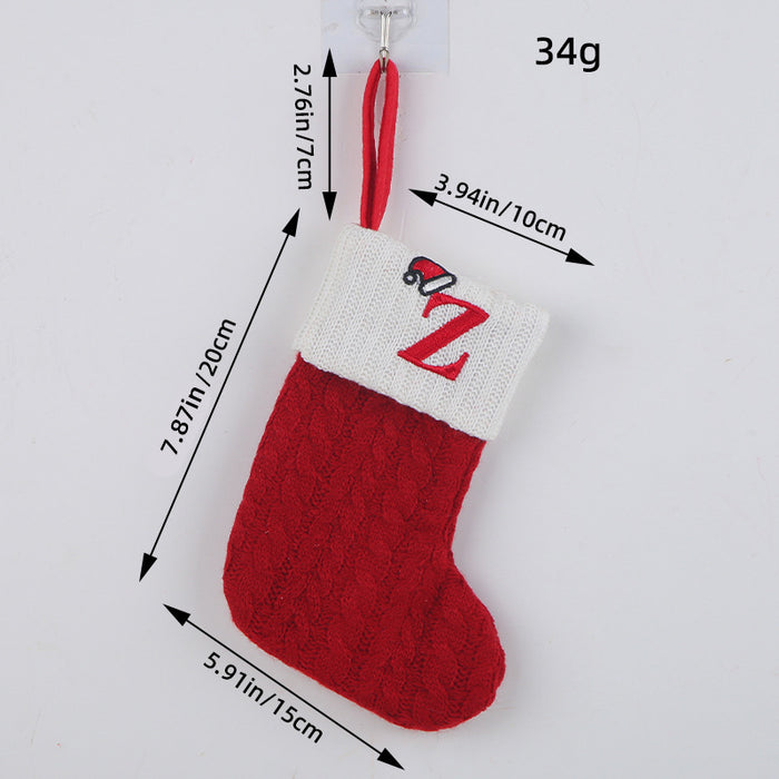 Wholesale Classic Red Letter Christmas Socks Wool Knitted Christmas Socks Festive Christmas Pendant Decoration