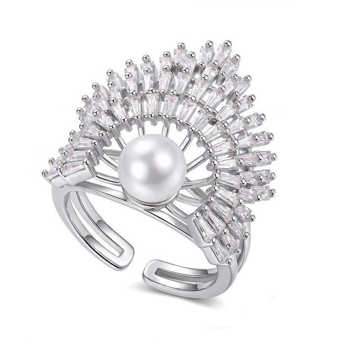 Wholesale Geometric Stackable Ring with Zircon Copper Plated Fashion Jewelry Accessory