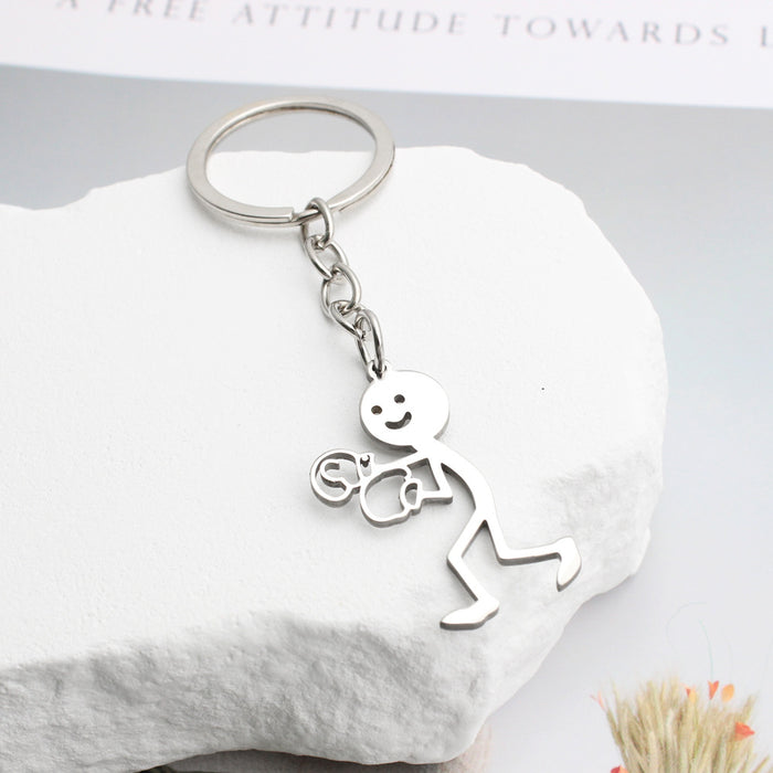 Wholesale Stainless steel keychain sports matchstick couple style keychain funny accessories