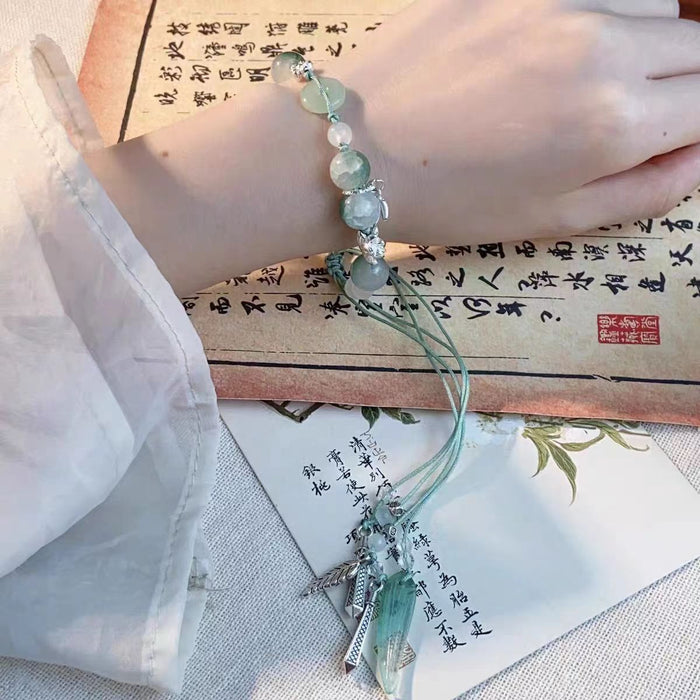Wholesale Bamboo leaf bracelet for women, light luxury, niche level design, high-end sense, simple and versatile, hand woven rope