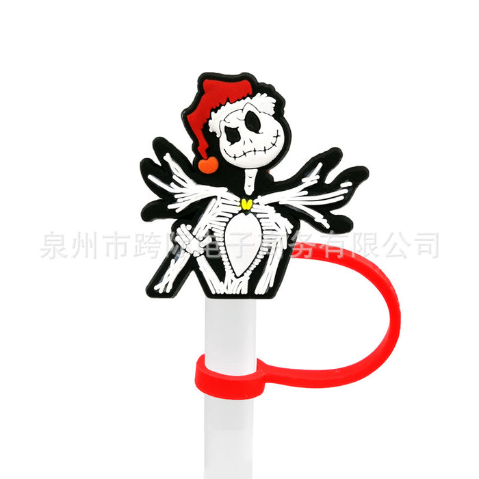 Wholesale Cartoon style straw cover, straw cap, silicone dust stopper, cute anime party straw decoration
