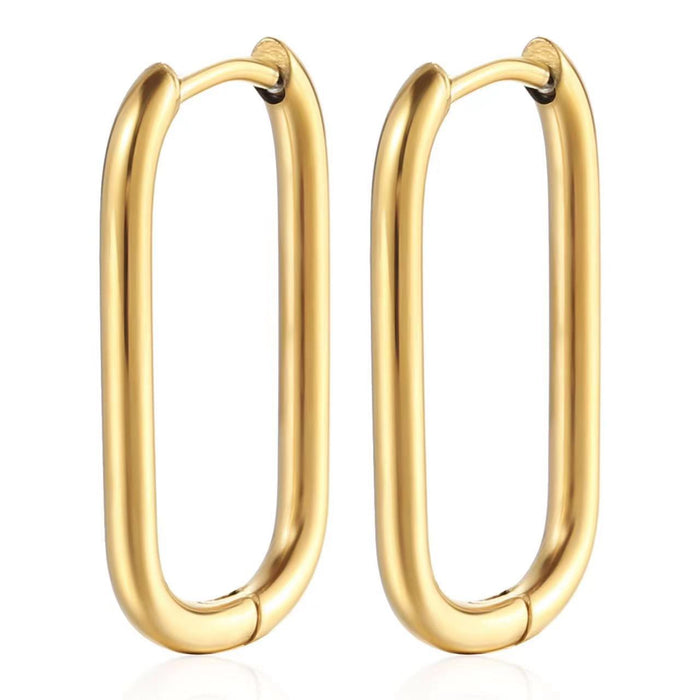 Wholesale geometric shaped ear buckle titanium steel earrings