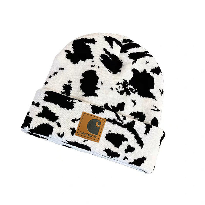 Wholesale black and white retro fashion milk pattern knitted wool hat