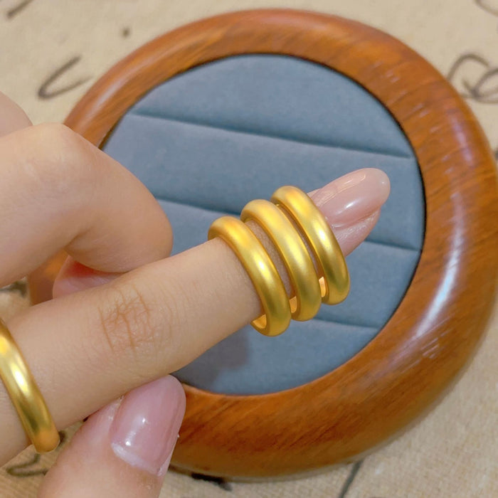 Wholesale Boutique pearl nickel ancient method ring gold shop with plain ring imitation gold high texture supply direct sales