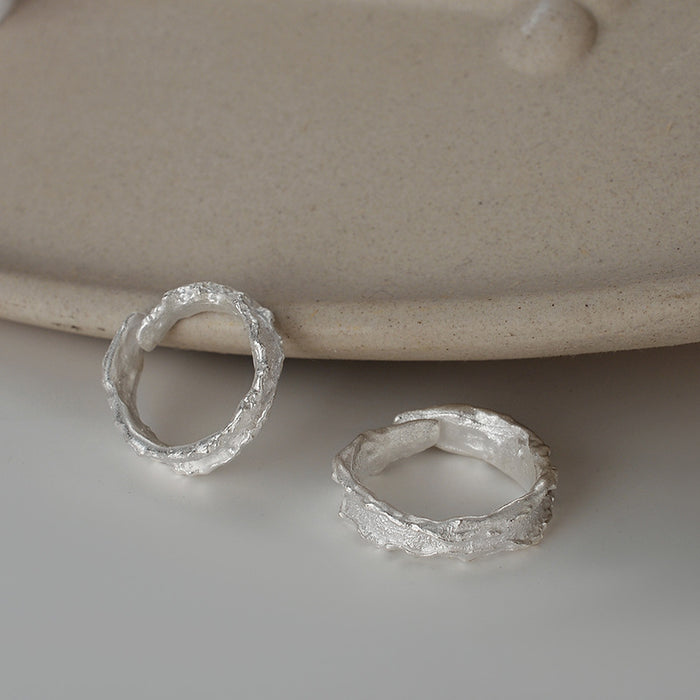 Wholesale S925 Sterling Silver Wrinkle Texture Ring Women's Open Texture Ring