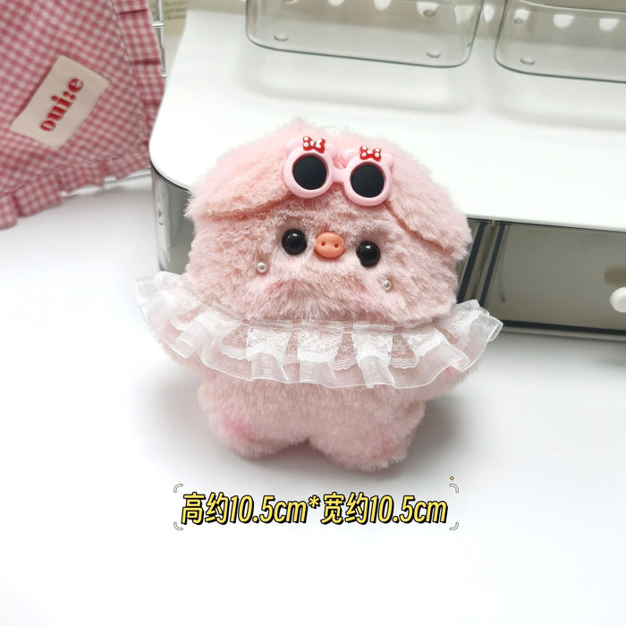 Wholesale Glasses pig cartoon bib pig plush pendant skirt pig doll key chain pendant toy pendant batch