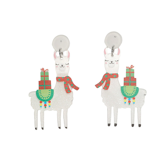 Wholesale European and American cChristmas earrings exaggerated alpaca hat earrings women' s cartoon animal earrings