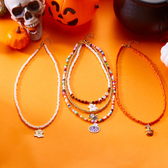 Wholesale Popular Halloween Jewelry Pumpkin Ghost Pendant Necklace