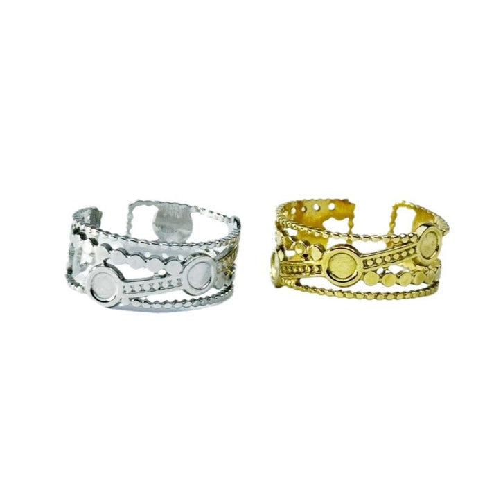 Wholesale Titanium steel ring with female hammer pattern gold plating that does not fade, exaggerated stainless steel finger