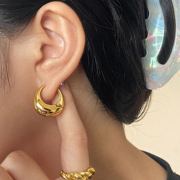 Wholesale circle earrings female silver needle ear buckle metal earrings