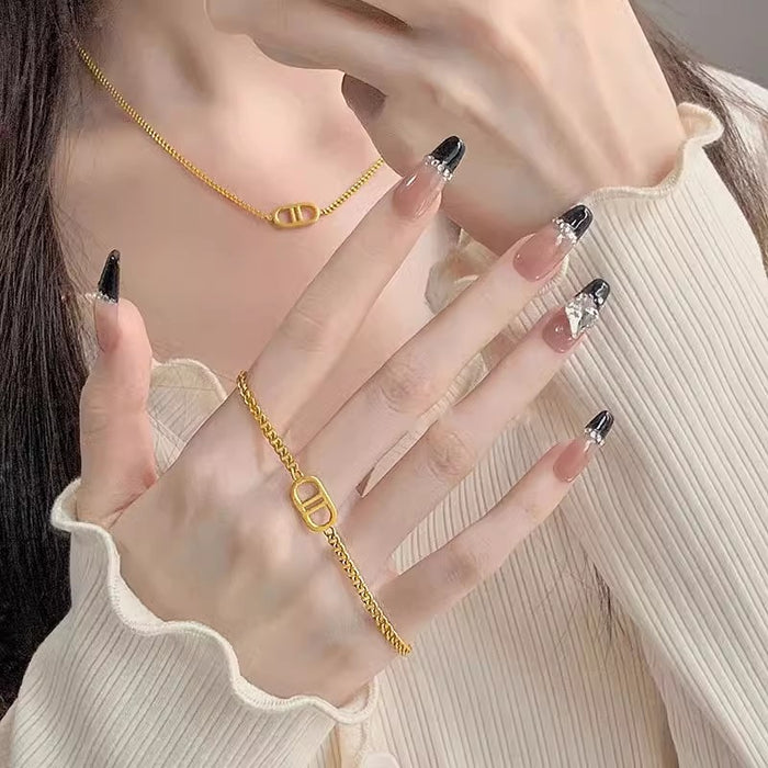 Wholesale Necklace, bracelet set, vintage collarbone accessory, titanium steel that does not fade