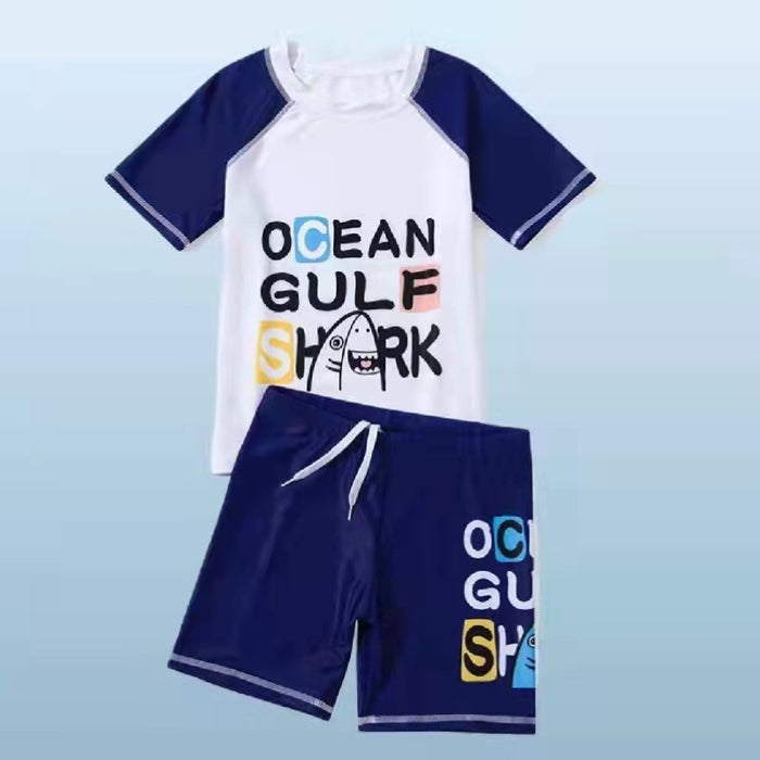 Wholesale Children's swimsuit, boys' split swimsuit set, small, medium, and large children's quick drying sunscreen cartoon cute baby swimming equipment