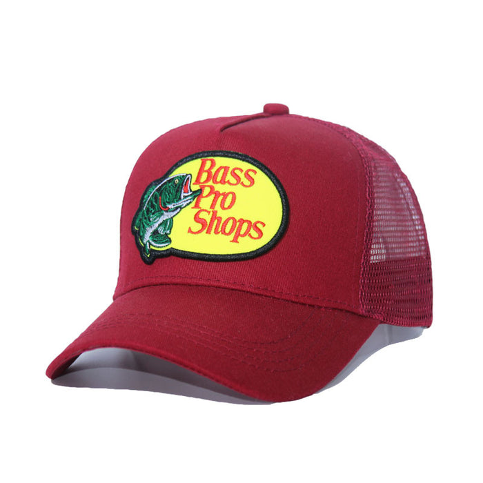 Wholesale Bass fish embroidery baseball cap summer breathable men's and women's sunshade cap patch sun hat