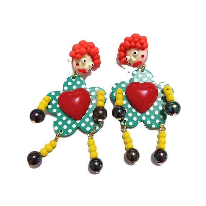 Wholesale Cartoon Cute Polka Dot Love Clown Resin Earrings JDC-ES-Xingj048