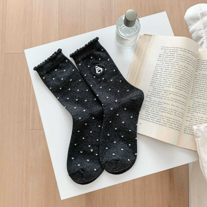 Wholesale Embroidery puppy polka dot socks pile socks combed cotton