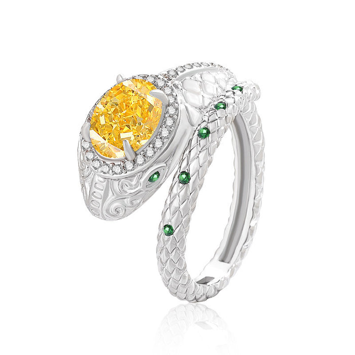 Wholesale Real Gold Plated Copper Geometric Snake Ring with High Carbon Diamond Fashion Jewelry Gift