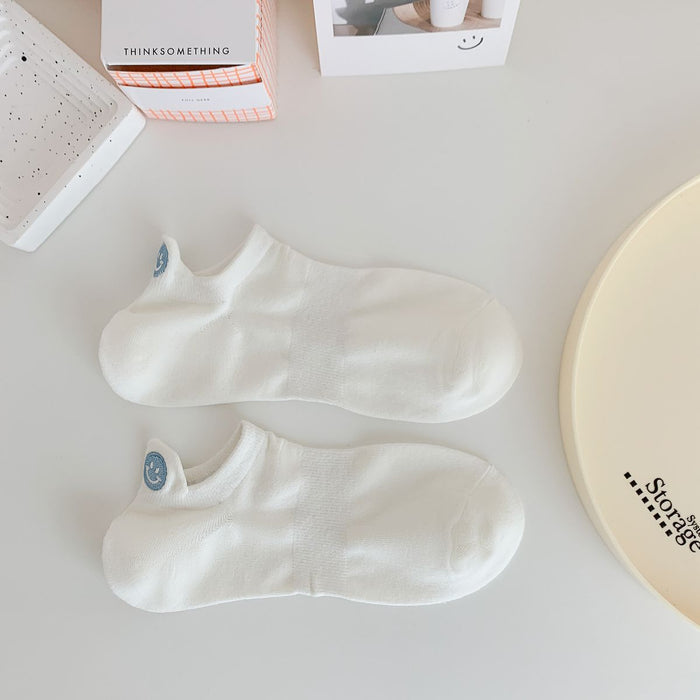 Wholesale Socks, boat socks, cute smiling face embroidery, invisible socks, cotton socks, shallow mouth socks